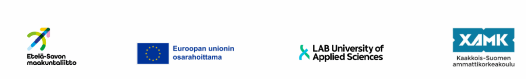 INKA-hankkeen rahoittajan ja kumppanien logot. Euroopan aluekehitysrahasto, Etelä-Savon maakuntaliitto, Lab-ammattikorkeakoulu ja Xamk.
